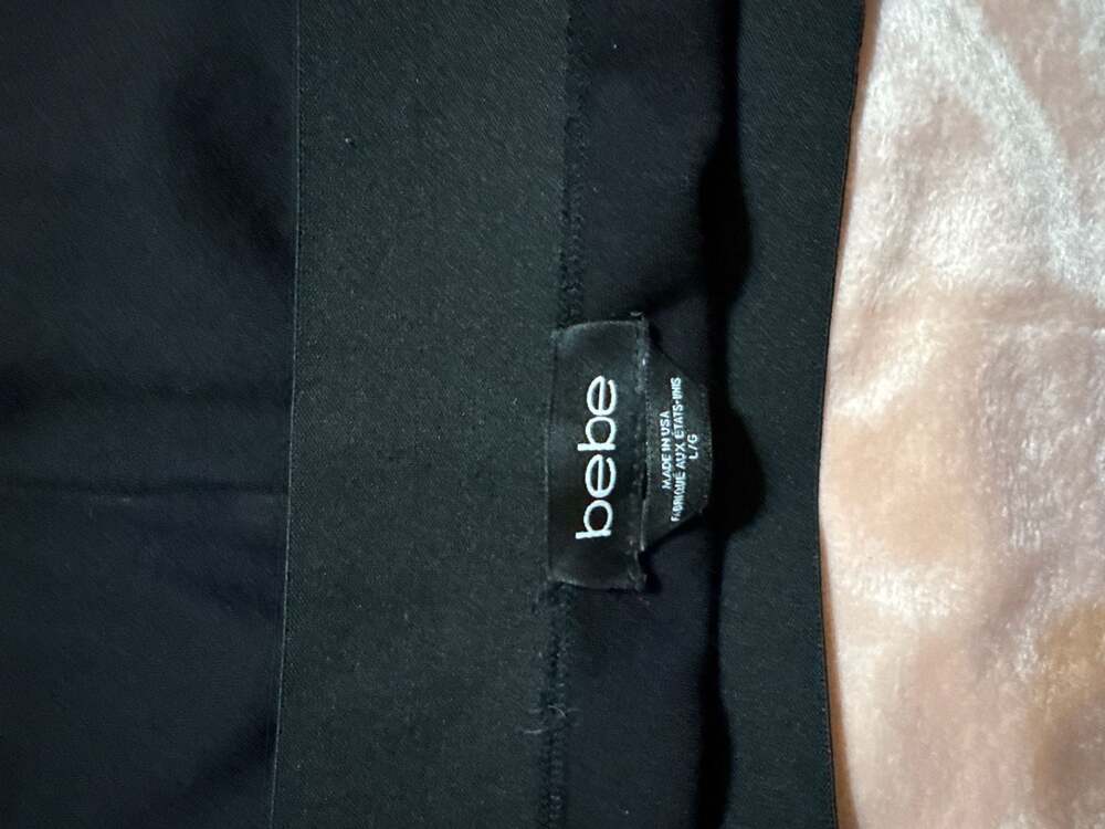 bebe Black Stretch Pull-on Slim Leg Pants with Satin Waistband